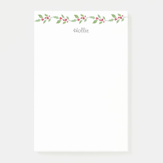 Waterverf Holly Garland Post-it® Notes (Voorkant)