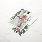 Waterverf Holly Gold Foil - kerstfoto Folie Feestdagenkaart (Gedraaid)