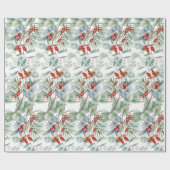 Waterverf Holly Green Christmas Cadeaupapier (Vlak)