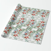 Waterverf Holly Green Christmas Cadeaupapier (Uitgerold)