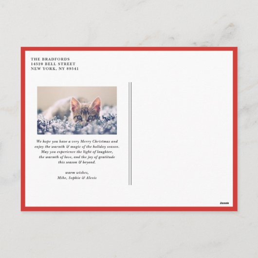 Waterverf Holly Greenery Foto Merry Kerstmis Feestdagenkaart (Achterkant)