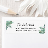 Waterverf Holly Greenery-kerstnamenadres Etiket (Insitu)