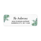 Waterverf Holly Greenery-kerstnamenadres Etiket (Voorkant)