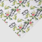 Waterverf Holly Greenery Pattern Vrolijk Kerstfees Tissuepapier (Detail)