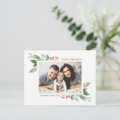 Waterverf Holly Greenery Prettige feestdagen (Staand voorkant)