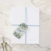 Waterverf Holly groen script vreugdevolle vakantie Cadeaulabel (Met Touw)