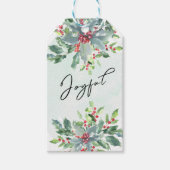 Waterverf Holly groen script vreugdevolle vakantie Cadeaulabel (Voorkant)