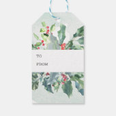 Waterverf Holly groen script vreugdevolle vakantie Cadeaulabel (Achterkant)