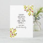 Waterverf Holly Happy Holiday Greetings Feestdagenkaart (Staand voorkant)