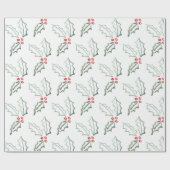 Waterverf Holly Holiday Cadeaupapier (Vlak)