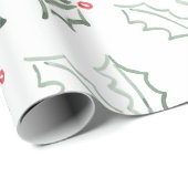 Waterverf Holly Holiday Cadeaupapier (Rol Hoek)
