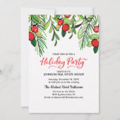 Waterverf Holly Holiday Party Uitnodiging (Voorkant)