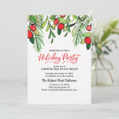 Waterverf Holly Holiday Party Uitnodiging (Staand voorkant)