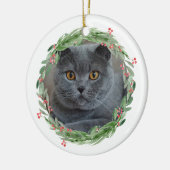 Waterverf Holly Jolly Christmas Pet Foto Keramisch Ornament (Links)