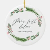 Waterverf Holly Jolly Christmas Pet Foto Keramisch Ornament (Achterkant)