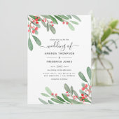 Waterverf Holly Jolly kerstbruiloft Kaart (Staand voorkant)