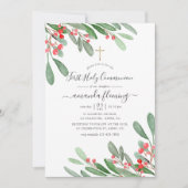 Waterverf Holly Jolly-kerstcommunie Kaart (Voorkant)