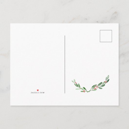 Waterverf Holly Jolly kerstfoto Aankondigingskaart (Achterkant)