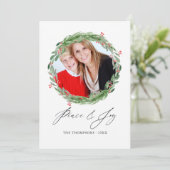 Waterverf Holly Jolly kerstfoto Kaart (Staand voorkant)