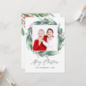 Waterverf Holly Jolly kerstfoto Kaart (Voorkant / Achterkant in situ)