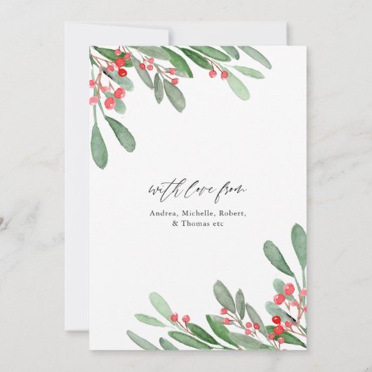 Waterverf Holly Jolly kerstfoto Kaart (Achterkant)