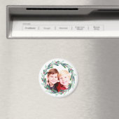 Waterverf Holly Jolly kerstfoto Magneet (Insitu (Vaatwasser))