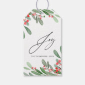 Waterverf Holly Jolly Kerstkerst Cadeaulabel (Voorkant)