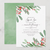 Waterverf Holly Jolly Kerstmis Sip en See Kaart (Voorkant / Achterkant)