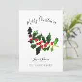 Waterverf Holly Kerstboom Vrolijk en helder Feestdagenkaart (Staand voorkant)
