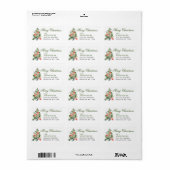 Waterverf Holly kerstboomruitenblad Etiket (Full Sheet)