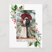 Waterverf Holly Kerstbruine bruiloft rood Briefkaart (Voorkant)