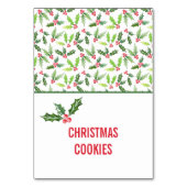 Waterverf Holly kerstbuffet voedseletiketten Kaart (Voorkant)