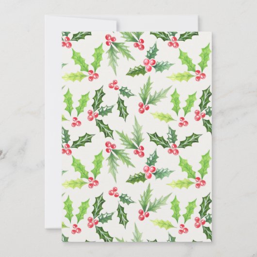 Waterverf Holly Kerstdiner Kaart (Achterkant)