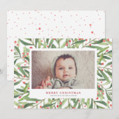 Waterverf Holly-kerstfotokaart Feestdagenkaart (Voorkant / Achterkant)