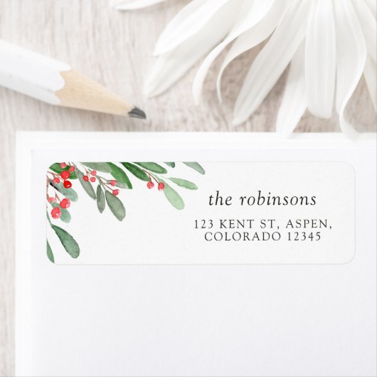 Waterverf Holly Kerstkerst Etiket (Insitu)