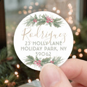 Waterverf Holly-kerstlabel Ronde Sticker