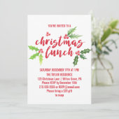 Waterverf Holly Kerstlunch Kaart (Staand voorkant)