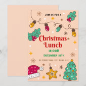 Waterverf Holly Kerstlunch uitnodiging (Voorkant / Achterkant)