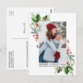 Waterverf Holly Kerstmis Groen Paar Foto Briefkaart (Voorkant / Achterkant)