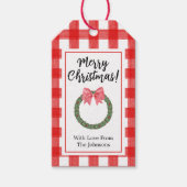 Waterverf Holly Kerstmis Wreath Cadeaulabel (Voorkant)