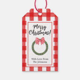 Waterverf Holly Kerstmis Wreath Cadeaulabel