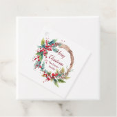 Waterverf holly krans gepersonaliseerde kerst bedankjes labels (In situ)
