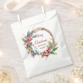 Waterverf holly krans gepersonaliseerde kerst bedankzakje (Geknipt)