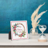 Waterverf holly krans gepersonaliseerde kerst fotoplaat (Insitu)