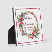 Waterverf holly krans gepersonaliseerde kerst fotoplaat (Voorkant)