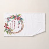 Waterverf holly krans gepersonaliseerde kerst handdoek (Handdoek)