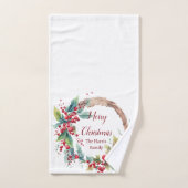Waterverf holly krans gepersonaliseerde kerst handdoek (Handdoek)