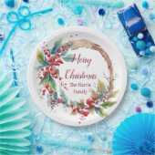 Waterverf holly krans gepersonaliseerde kerst papieren bordje (Feest)