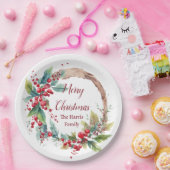 Waterverf holly krans gepersonaliseerde kerst papieren bordje (Feest)