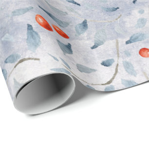 Waterverf Holly laat vrolijk kerstfeest Cadeaupapier